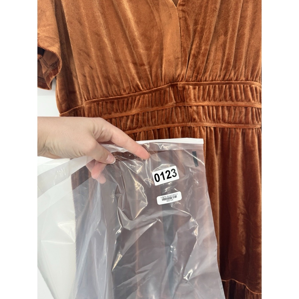 Orange Velvet Dress Women's Cocktail Party Dress Fall Winter Babydoll Fit Flare - Picture 7 of 9